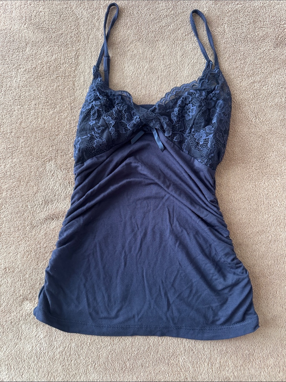 Navy Lace-Trim Camisole Tank Top
